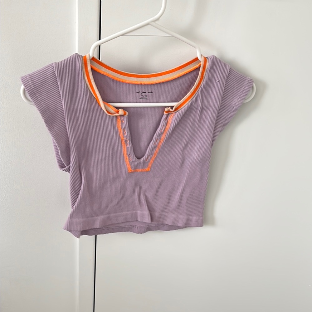Urban Outfitters Lilac and Orange Ribbed Top